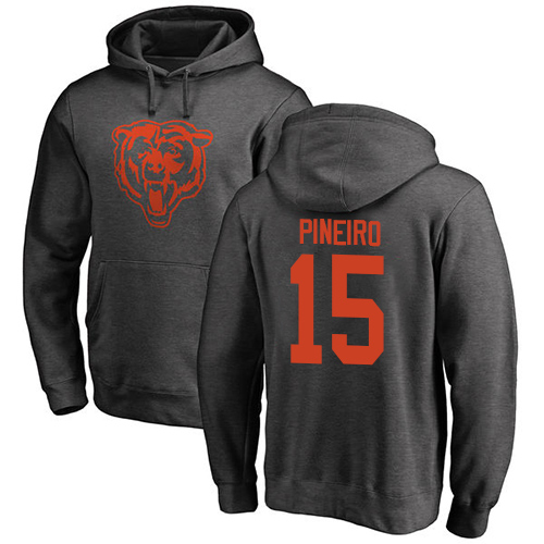 Chicago Bears Men Ash Eddy Pineiro One Color NFL Football #15 Pullover Hoodie Sweatshirts